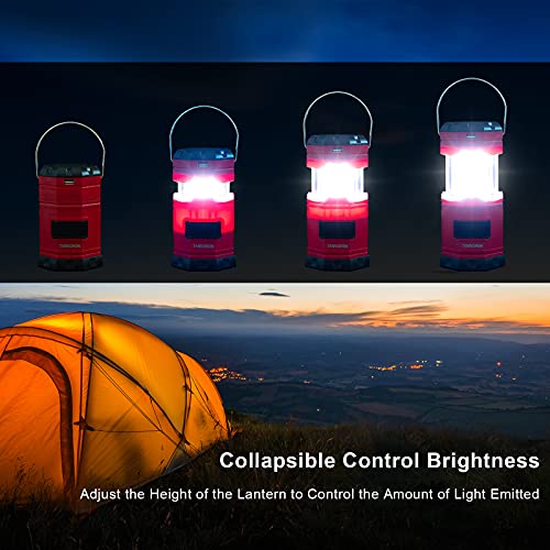 Tansoren 2 Pack Portable Led Camping Lantern Solar Usb Rechargeable Or 3 Aa Power Supply, Built-In Power Bank Compati Android Charge, Waterproof Collapsible Emergency Led Light With"S" Hook #TOP5