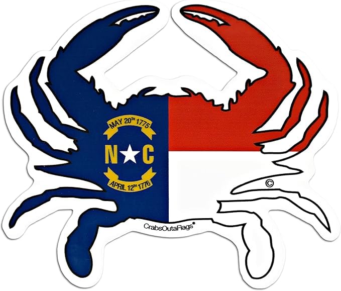 Imán de cangrejo con bandera de North Carolina miniatura 1