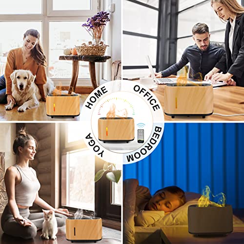 Essential Oil Diffusers, Flame Air Diffuser Humidifier, 240Ml Aromatherapy Diffuser With 7 Color Changing Modes & Waterless Auto-Off Protection For Bedroom Home, Office, Spa, Gym, Etc. (Wood Color) #TOP6