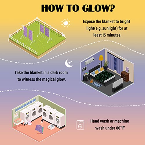 Wish Tree Glow In The Dark Blanket For Girls Butterfly Kids' Throw Blankets For Toddler Girls, Children Day Christmas Birthday Gifts For 1-15 Year Old Girls (50X60 Inches, Pale Purple) #TOP7