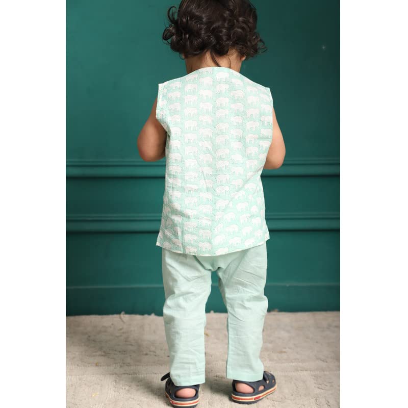 Image of POLKA TOTS Pure Cotton New Born Dress | Ultra-Soft, Breathable & Lightweight Sleeveless Jhabla Pant Set for Baby Boys & Girls | Baby Summer Clothes | Traditional Jabla & Pyjama Set for Newborns