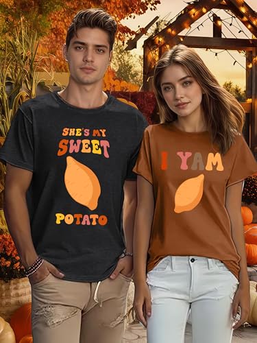 She's My Sweet Potato I Yam Shirt Thanksgiving T-Shirt Matching for Husband and Wife Couples Tee Tops2