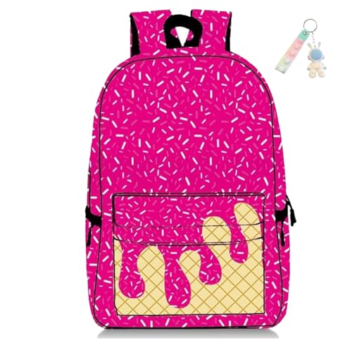 Ice Cream Backpack Kawaii Shoulder Bagpacks Cute Large Capacity Daypack Lightweight Daily Use Travel Hiking Camping (Rose)