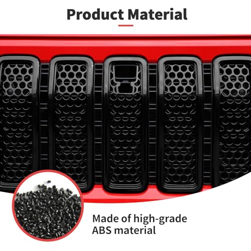 Image of JWWY for Jeep Front Grille Mesh Inserts Cover Trim Compatible with 2024 Jeep Wrangler JL JLU & Gladiator JT 4xe Exterior Accessories ABS 7pcs with Mesh Black(with Camera) Black