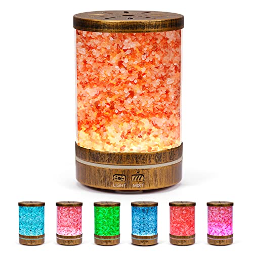 Essential Oil Diffuser, 120ml Aromatherapy Diffuser, Cool Mist Humidifier with Waterless Auto Shut-Off for Home Office, Super Quiet for Baby, Himalayan Salt