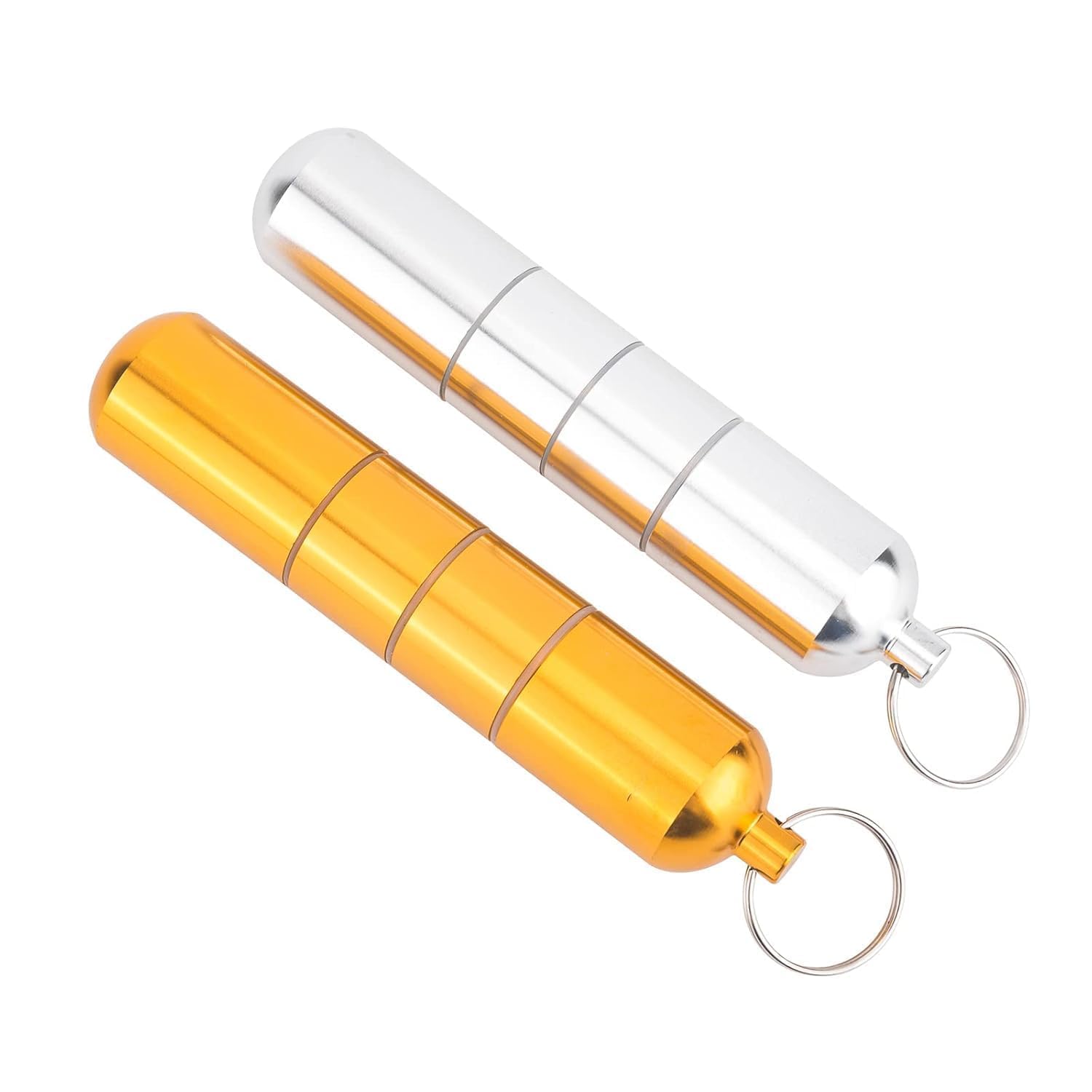 Sumiko Pack of 2 long Pill Boxes | Keychain Pill Holder | Portable Mini Travel Pill Container | Metal Case Bottle with Keyring | Perfect Gifting Item-image-32