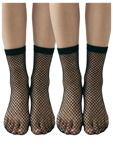Image of SHENHE Women's Sheer Fishnet Rhinestone Hollow Out Thin Mid Calf Anklet Crew Socks