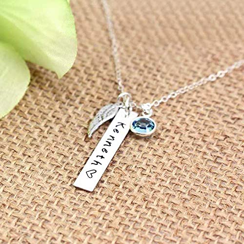 Guardian Angel Wing Necklace For Woman Laser Engraved Name Jewelry Personalized Kids Name Pendant With Birthstone Sterling Silver Nameplate Necklace #TOP1