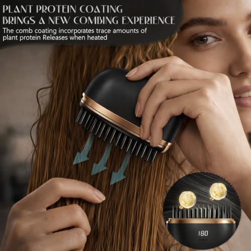 Image of VONT Mini Hair Straightener,Cordless&Rechargeable Portable Hair Straightener Brush with 3 Temperature Setting,Portable Electric Hair Brush 30s Heating,Mini Straightening Brush for Home & Travel (BLACK)