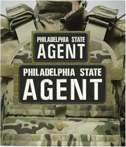 Special Patches for Velcro Patches for Uniform for Philadelphia State A Embroidery Patches 4x10 and 2x5 Hook on Back White Letters Model-Q-X988-2292