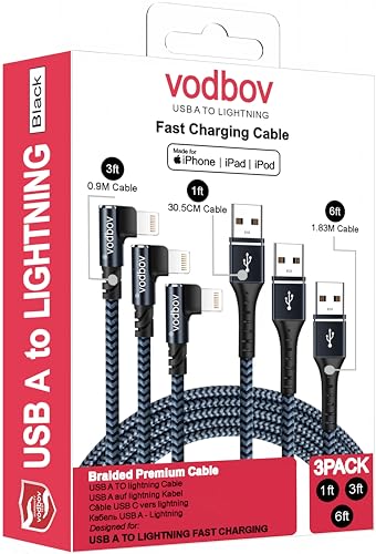 Câble Lightning coudé anti-rupture en nylon tressé ultra résistant pour iPhone 12 et 11