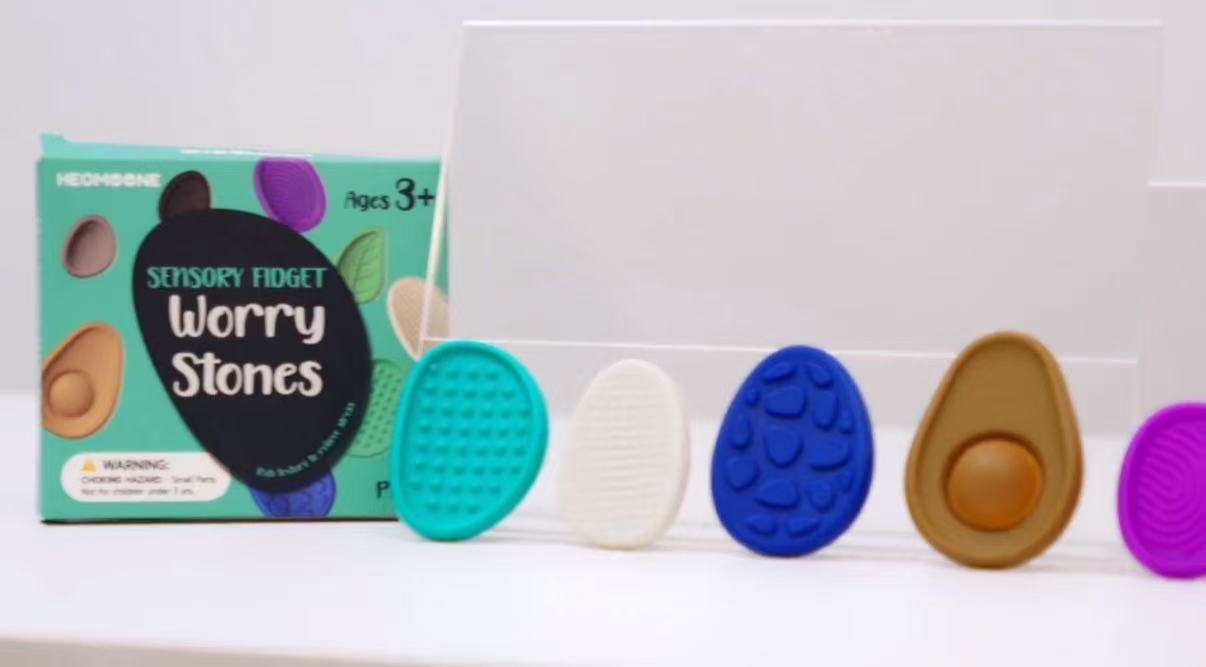 Lot De 6 Jouets Sensoriels Fidget En Silicone – Pierres De Massage Anti-Stress Pour Enfants Et Adultes – Soulage Anxiété, TDAH, Rongement D'Ongles