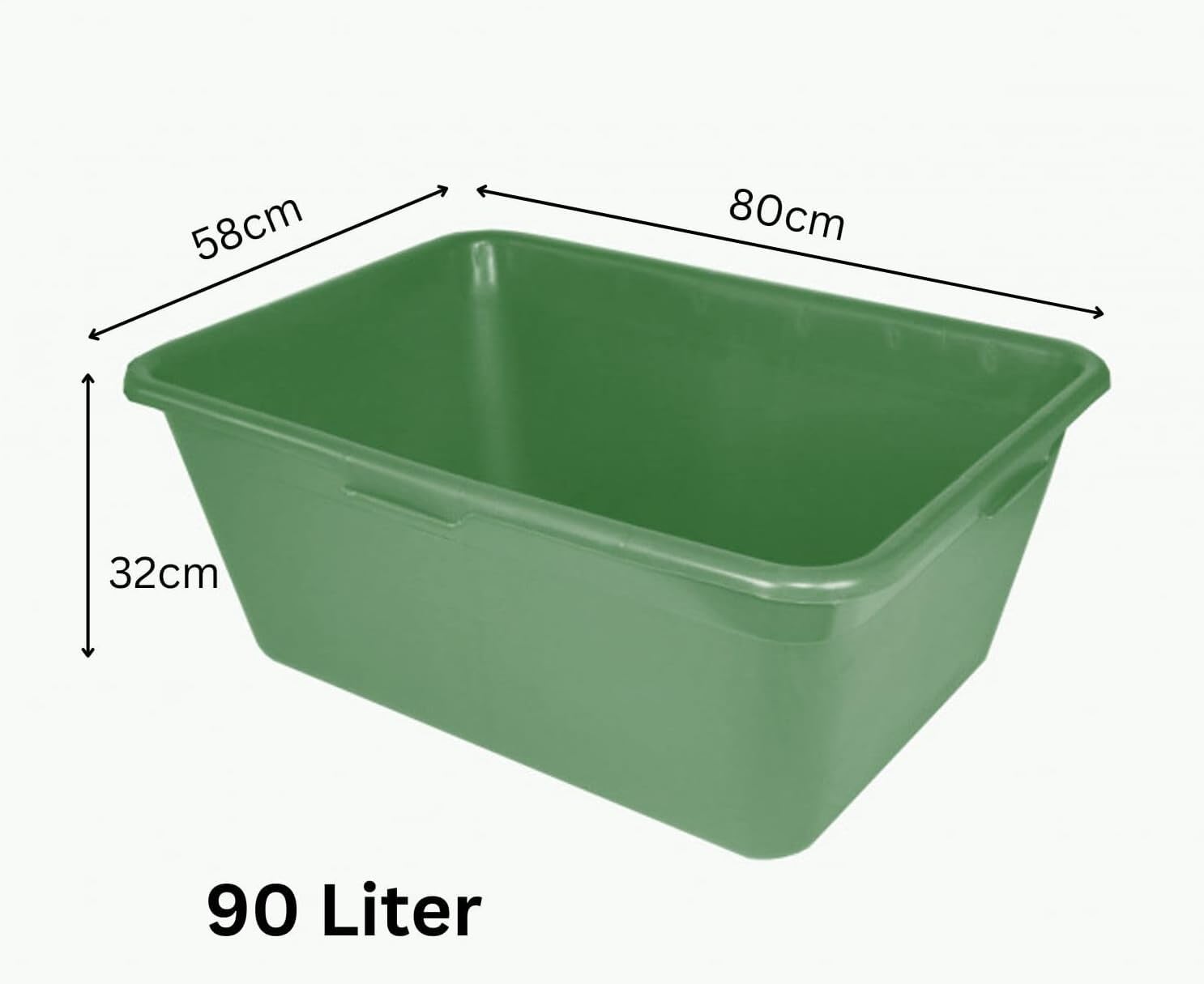 BURI Grand bac à gibier rectangulaire en plastique - Convient à un usage alimentaire - Taille XXL - 90 l - Rectangulaire - Vert