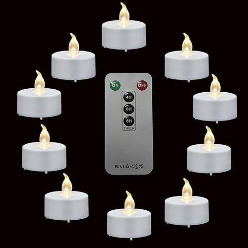 Miniatura 1 de Velas de té LED con control remoto lámpara de velas sin llama, realista y brillante, regalo de vacaciones parpadeante de larga duración, 300 horas