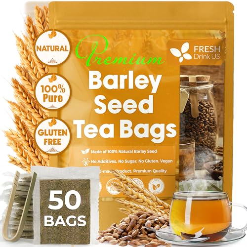 Image of FreshDrinkUS, Premium 50 Barley Tea Bags, 100% Natural & Pure from Barley. Herbal Tea. Made with Natural Material Tea Bags. No Sugar, No Caffeine, No Gluten, Vegan.