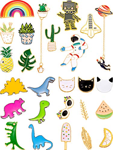 26 Pieces Cute Brooch Pins Cartoon Enamel Pins Set Cute Brooch Lapel Badges for DIY Clothing Bags Backpacks Jackets Hat