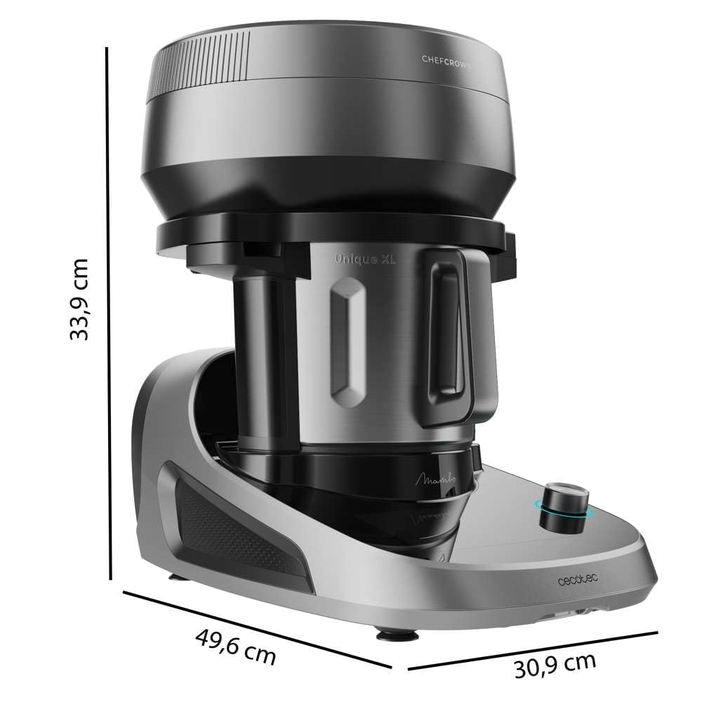 Cecotec Robot da Cucina Multifunzione con dispenser alimentare Mambo CooKing Unique. 2200 W, 45 funzioni, migliaia di ricette guidate, brocca unica da 5 l, accessori: vaporiera o pala per stufati