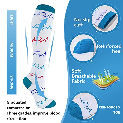 Image of Bropite Compression Socks for Women & Men Circulation-Compression Socks 20-30 mmhg-Best for Running,Medical,Nurse,Travel., Multicolored 10 Compression Socks, S-M