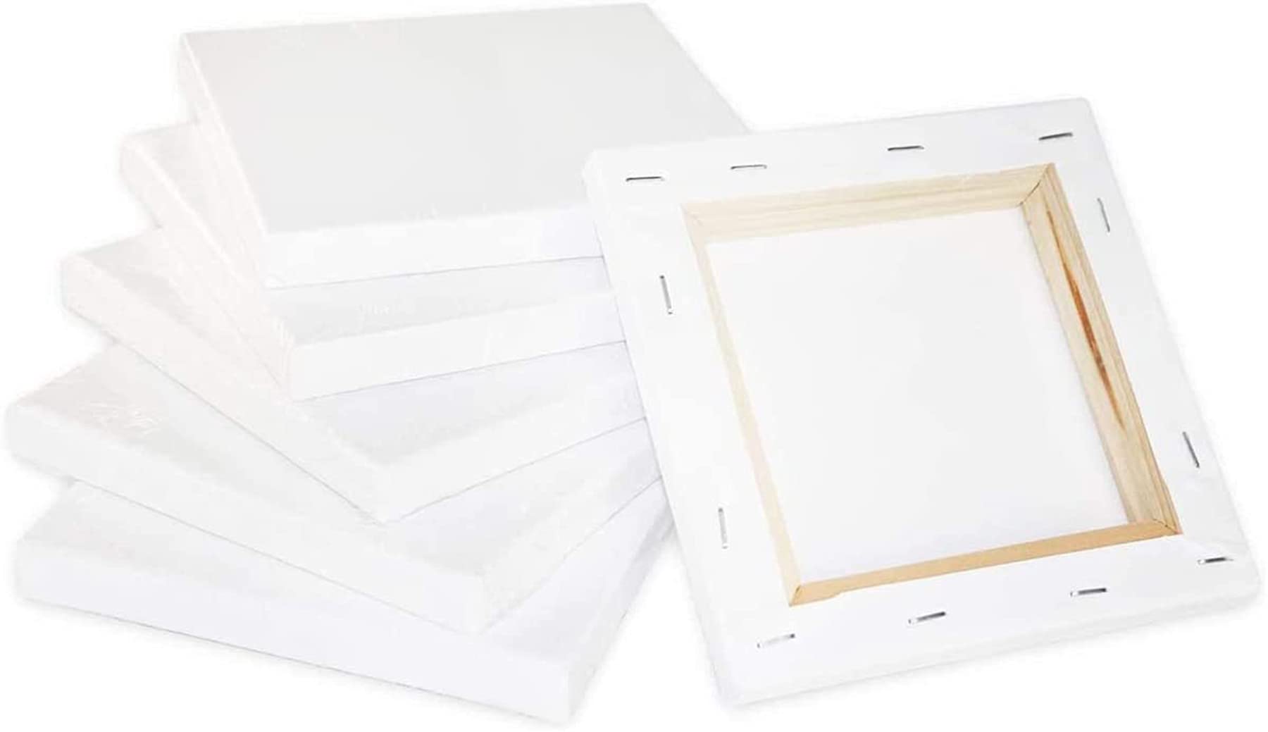 SYOSI6 Pcs White Blank Canvas Set for Artists, 100% Cotton Painting Panels, Ideal for DIY Drawing and Acrylic Pouring, Compatible with Oil and Acrylic Paints, 6 Inch Size
