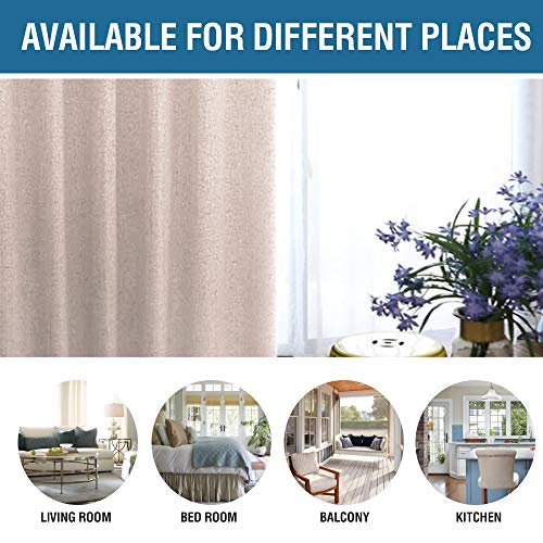 Image of Linen Blackout Curtains 96 Inches Long 100% Total Blackout Heavy-Duty Draperies for Bedroom Living Room Thermal Insulated Textured Functional Window Treatment Anti Rust Grommet (Natural, 2 Panels)