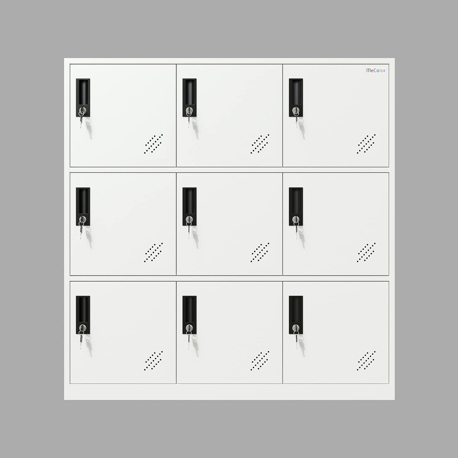 MECOLOR Armoire de Bureau en métal 9 Portes Casiers Rangement pour Enfants Full White