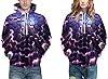 OLIPHEE Mens Hoodies Full 3D Printed Graphic Sweatshirt Athletic Breathable Fashion Pullover with Pockets Purple Crack 2XL/3XL #3