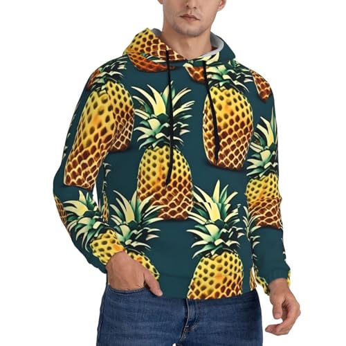 Pull à capuche noir homme imprimé ananas XL : la solution pour s'habiller avec style en mi-saison