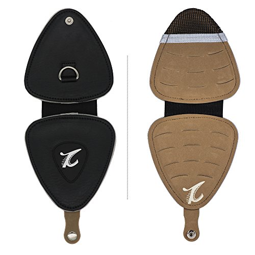 KKmoon Bolsa de couro PU para guitarra porta-palhetas de grande capacidade com 20 peças de celulóide