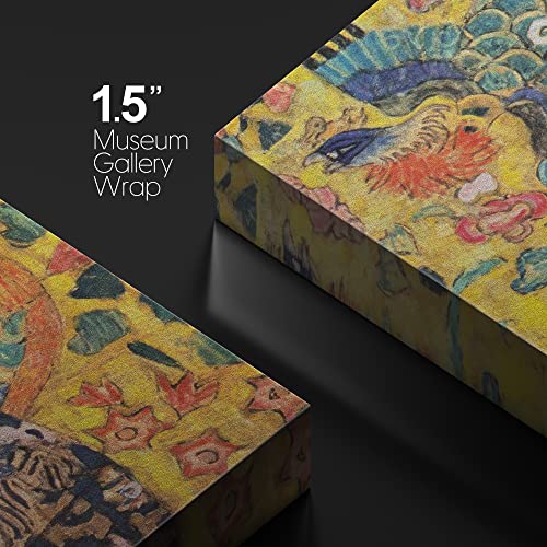 Woman With Fan (Or Lady With Fan) By Gustav Klimt Famous Fine Art Reproduction World Famous Painting Replica On Ped Print Wood Framed - Canvas Art Wall Art - 12" X 12" #TOP3