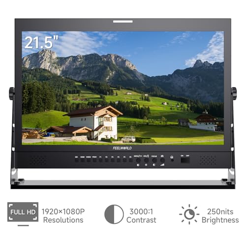Image of FEELWORLD 21.5 Inch 1920x1080 4K HDMI 3G-SDI Input and Output Broadcast Production Monitor,Desktop Director Monitor with YPbPr, Video