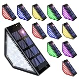 SOLPEX 12 Pack Solar Christmas Lights Outdoor, 24 LEDs Solar Stair Lights Outdoor Christmas Decorations for Porch Stair Step Deck Patio Yard Garden (RGB)