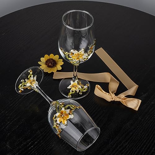 Comeon SLLY609929_6913644 Wine Glasses Clear Enamel Handcrafted Champagne Glasses Red Wine Glasses Set Floral Goblets thumb #6