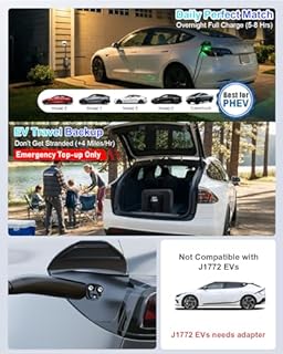 Level 1&2 Tesla Charger, NACS Mobile Connector with 25ft Cable, Home Electric Vehicle Charging Station for Tesla Models 3/Y/S/X & NACS EVs, 12A 120V/16A 240V (Black, 16A Tesla NEMA 5-15 & 6-20 Plug)