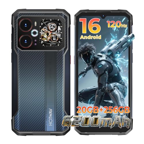 HOTWAV Cyber 18 Movil Irrompible Android 16, 20GB RAM+256GB ROM/2TB TF,6.75 FHD 120Hz Teléfono Móvil Resistente 6200mAh 30W, Cámara 64MP+20MP+16MP, GPS/NFC/OTG/Face ID/Dual SIM/IP68&IP69K