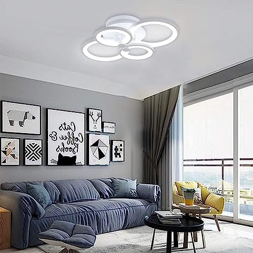 Image of Desidiya 42W LED 4 Square Ceiling Light with Remote, 3 Color Dimmable | Premium acrylic and metal construction with CRI 80+ for brighter, natural and flicker-free illumination.