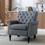 DAMAIFROM Living Room Chair, Mid-Century Modern Accent Chair Armchair, Linen Upholstered Sofa Chair,
