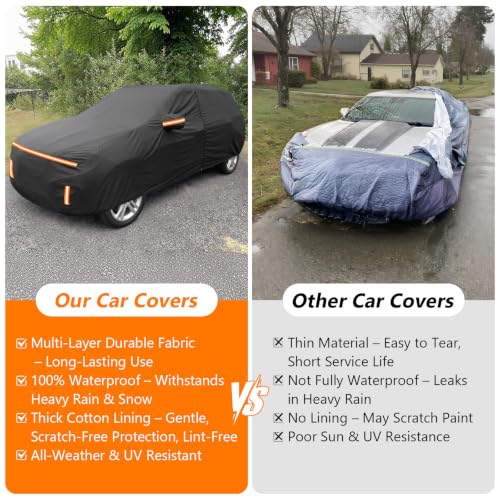 Image of Car Cover for Benz GLE 2006-2026, Waterproof PEVA and Cotton Cover Outdoor Full Car Covers with Zipper Windproof Heavy Duty All Weather with Wind, Sun, UV and Dust Protection