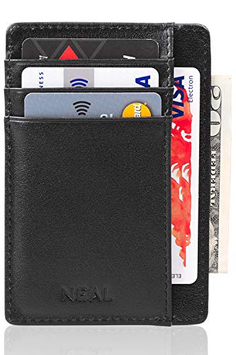 Slim Front Pocket Wallet Gift Set for Men, RFID Blocking, Top Grain Leather