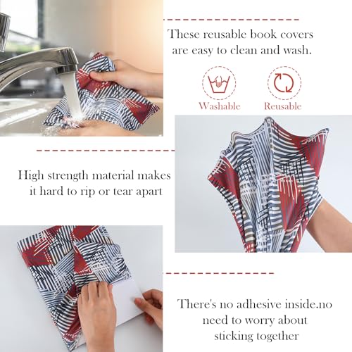 Housse de livre extensible en tissu durable et lavable pack de 9 géométrique - 4