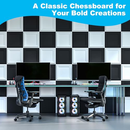 Image of Art3d 33-Pack Accent 3D Textured Wall Panels, 11.8 x 11.8 in, Black | Wipe Clean, PVC, Water Repellent, Impact Proof, Scratch Resist, Great for Living Room, Bedroom, Gaming Room, Office
