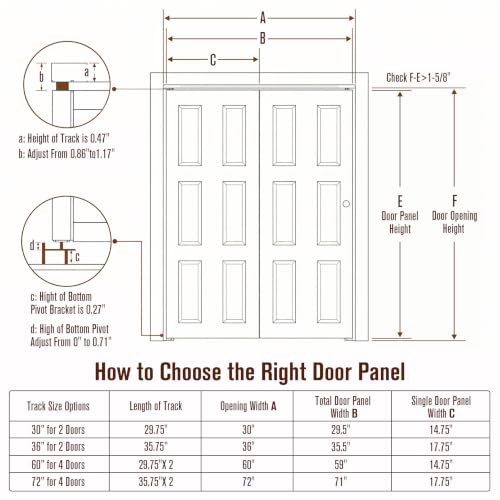 Kits de Herrajes para Puertas Plegables con 2 Rieles de 30 Pulgadas para Clóset | Compatible con Puertas de 60 Pulgadas, Kit de Reparación con Guía de Ensamblaje para Puertas de Clóset miniatura 3