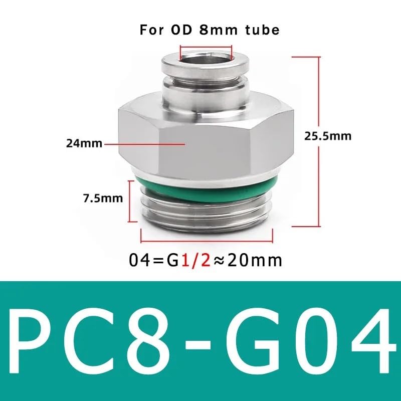 Compatible para Festo Kit Acoplador Neumático Acero Inox 304 10 Piezas
