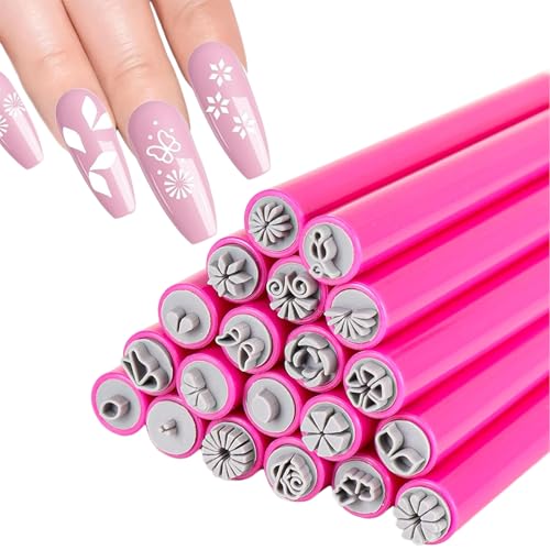 FrostyFlair Silikon Nailart Stempelstifte 20 Stück Nagellack Stift Set 3D Stempelstifte für Nägel Nagelart Stempel Pen DIY Kit für Nail Art mit Verschiedenen Mustern