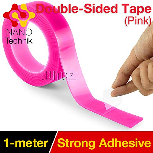 Preisvergleich Produktbild TUNEZ® Wiederverwendbares Nano doppelseitiges Klebeband mit Nano-Griffband, wiederverwendbar und klebrig, rutschfest, für Zuhause, Wand, Büro, Küche, rosa