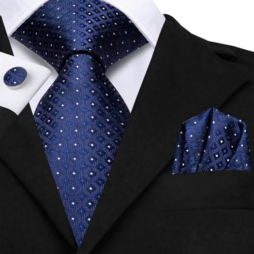Image of Dubulle Mens Paisley Floral Silk Tie for Men Striped Necktie and Pocket Square Cufflinks Set Wedding Business