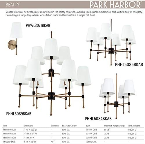 Miniatura 5 de Parque Harbor phhl6084Beatty 20" Amplio 4luz Empire StyleLámpara de araña Tapere,, 60.0watts