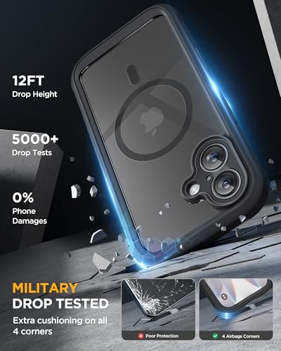 Image of Miracase for iPhone 17 Case 6.3'', Full-Body Bumper Military Drop Protection Outdoor Phone case with Built-in Glass Screen &Camera Control,Easy Installation,No Gap,Compatible with MagSafe,Black