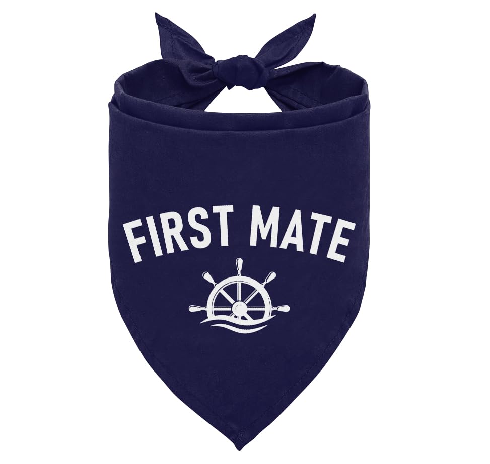 ZPPRJF First Mate Dog Bandana, Dark Blue Dog Bandana, Summer Bandanas for Dogs, Dog Boat, Funny Dog Bandana, Dog Bandana for Small Medium Large Dogs,
