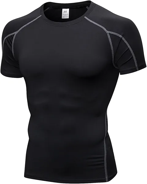 Men's Athletic Short Sleeve Stretch Compression Shirts Performance T-Shirt Running Workout Tops Quick Dry Base Layer