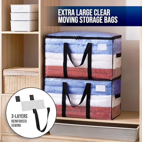 Image of TAILI 8 Pack Clear Extra Large Moving Bags,Storage Bag with Visible Window